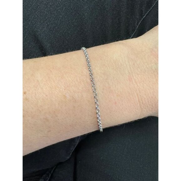 Women 14K White Gold 2.5 MM Wide Lobster Claw 7" Rolo Chain Minimalist Bracelet - Picture 2 of 3